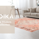 Ultra Soft Area Rug, Non Slip, Stain Resistant, Washable Area Rugs for Living Room, Bedroom, Chic Distressed Botanical Art(Pink)