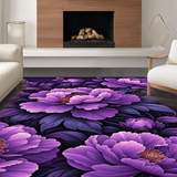 Ultra Soft Area Rug, Non Slip, Stain Resistant, Washable Area Rugs for Living Room, Bedroom, Vibrant Floral Round Design(Purple)
