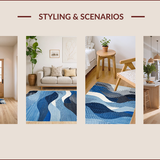 Ultra Soft Area Rug, Non Slip, Stain Resistant, Washable Area Rugs for Living Room, Bedroom, Modern Geometric Blue Hues(Blue)