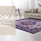 Ultra Soft Area Rug, Non Slip, Stain Resistant, Washable Area Rugs for Living Room, Bedroom, Sophisticated Pastel Floral Touch(Purple)