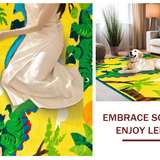Ultra Soft Area Rug, Non Slip, Stain Resistant, Washable Area Rugs for Living Room, Bedroom, Safari Adventure Dino Playfield(Yellow)