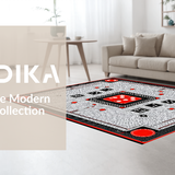 Ultra Soft Area Rug, Non Slip, Stain Resistant, Washable Area Rugs for Living Room, Bedroom, Dynamic Contemporary Dice Artwork(Black)
