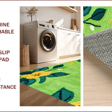 Ultra Soft Area Rug, Non Slip, Stain Resistant, Washable Area Rugs for Living Room, Bedroom, Artistic Mushroom L-Shaped Washable Kitchen Decor(Green)