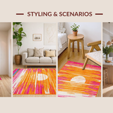 Ultra Soft Area Rug, Non Slip, Stain Resistant, Washable Area Rugs for Living Room, Bedroom, Cheerful Kaleidoscopic Circle Arrangement(Orange)