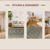 Ultra Soft Area Rug, Non Slip, Stain Resistant, Washable Area Rugs for Living Room, Bedroom, Elegant Floral Patterned Motif(Gray)