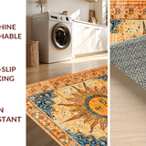Ultra Soft Area Rug, Non Slip, Stain Resistant, Washable Area Rugs for Living Room, Bedroom, Dynamic Bright Sunray Illustration(Orange)