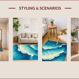 Ultra Soft Area Rug, Non Slip, Stain Resistant, Washable Area Rugs for Living Room, Bedroom, Coastal Blue Ocean Wave Living Room Rug(Blue)