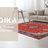Ultra Soft Area Rug, Non Slip, Stain Resistant, Washable Area Rugs for Living Room, Bedroom, Distinct Geometric Orange and Brown Pattern(Red)