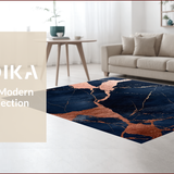 Ultra Soft Area Rug, Non Slip, Stain Resistant, Washable Area Rugs for Living Room, Bedroom, Navy Blue Marble Nursery Rug with Gold Accents(Blue)