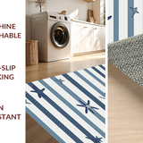 Ultra Soft Area Rug, Non Slip, Stain Resistant, Washable Area Rugs for Living Room, Bedroom, Sleek Grey Geometric Waves(Blue)