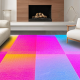 Ultra Soft Area Rug, Non Slip, Stain Resistant, Washable Area Rugs for Living Room, Bedroom, Whimsical Rainbow Abstract Design(Yellow)