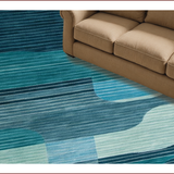 Ultra Soft Area Rug, Non Slip, Stain Resistant, Washable Area Rugs for Living Room, Bedroom, Elegant Grey Toned Minimalist Artwork(Blue)