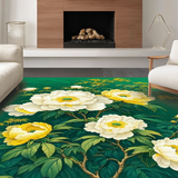Ultra Soft Area Rug, Non Slip, Stain Resistant, Washable Area Rugs for Living Room, Bedroom, Bright Botanical Artistry Theme(Green)
