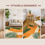 Ultra Soft Area Rug, Non Slip, Stain Resistant, Washable Area Rugs for Living Room, Bedroom, Dynamic Abstract Nature Theme(Orange)