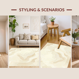 Ultra Soft Area Rug, Non Slip, Stain Resistant, Washable Area Rugs for Living Room, Bedroom, Rustic Modernist Organic Shapes(Beige)