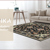 Ultra Soft Area Rug, Non Slip, Stain Resistant, Washable Area Rugs for Living Room, Bedroom, Sophisticated Floral Paisley Aesthetic(Black)