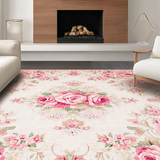 Ultra Soft Area Rug, Non Slip, Stain Resistant, Washable Area Rugs for Living Room, Bedroom, Charming Round Shabby Chic Motif(Ivory)