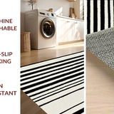 Ultra Soft Area Rug, Non Slip, Stain Resistant, Washable Area Rugs for Living Room, Bedroom, Minimalist Striped Area Rug for Porch and Doormat(Black)