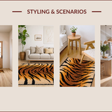 Ultra Soft Area Rug, Non Slip, Stain Resistant, Washable Area Rugs for Living Room, Bedroom, Realistic Tiger Print Living Room Statement Rug(Orange)