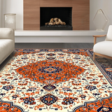 Ultra Soft Area Rug, Non Slip, Stain Resistant, Washable Area Rugs for Living Room, Bedroom, Artful Ogee Pattern in Warm Tones(White)