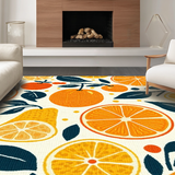 Ultra Soft Area Rug, Non Slip, Stain Resistant, Washable Area Rugs for Living Room, Bedroom, Fun Juicy Patterned Surface(Orange)