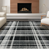 Ultra Soft Area Rug, Non Slip, Stain Resistant, Washable Area Rugs for Living Room, Bedroom, Urban Entry Stripe Rug with Chic Layered Lines and Graphic Contrast Pattern(Black)