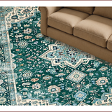 Ultra Soft Area Rug, Non Slip, Stain Resistant, Washable Area Rugs for Living Room, Bedroom, Rustic Green Blue Patterned Textile(Blue)
