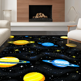 Ultra Soft Area Rug, Non Slip, Stain Resistant, Washable Area Rugs for Living Room, Bedroom, Vivid Cosmic Patterned Mat(Yellow)