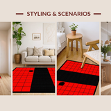 Ultra Soft Area Rug, Non Slip, Stain Resistant, Washable Area Rugs for Living Room, Bedroom, Geometric Red and Black Contrast(Red)