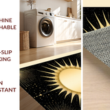 Ultra Soft Area Rug, Non Slip, Stain Resistant, Washable Area Rugs for Living Room, Bedroom, Vibrant Sunburst Geometric Aesthetic(Gold)