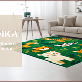 Ultra Soft Area Rug, Non Slip, Stain Resistant, Washable Area Rugs for Living Room, Bedroom, Colorful Whimsical Wildlife Design(Green)