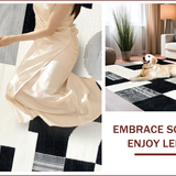 Ultra Soft Area Rug, Non Slip, Stain Resistant, Washable Area Rugs for Living Room, Bedroom, Contemporary Handmade Wool Bedroom Rug for Minimalist Aesthetic(Black)