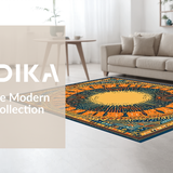 Ultra Soft Area Rug, Non Slip, Stain Resistant, Washable Area Rugs for Living Room, Bedroom, Chic Minimalist Circular Pattern(Orange)