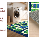 Ultra Soft Area Rug, Non Slip, Stain Resistant, Washable Area Rugs for Living Room, Bedroom, Whimsical Green Landscape Design(Blue)