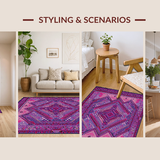 Ultra Soft Area Rug, Non Slip, Stain Resistant, Washable Area Rugs for Living Room, Bedroom, Striking Layered Symmetrical Design(Purple)