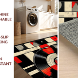 Ultra Soft Area Rug, Non Slip, Stain Resistant, Washable Area Rugs for Living Room, Bedroom, Minimalist Circular Music Statement(Black)