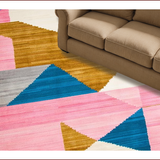 Ultra Soft Area Rug, Non Slip, Stain Resistant, Washable Area Rugs for Living Room, Bedroom, Colorful Modern Symmetrical Design(Pink)