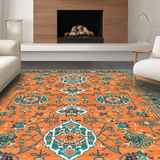 Ultra Soft Area Rug, Non Slip, Stain Resistant, Washable Area Rugs for Living Room, Bedroom, Chic Floral Trellis Arrangement(Orange)