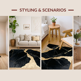 Ultra Soft Area Rug, Non Slip, Stain Resistant, Washable Area Rugs for Living Room, Bedroom, Bold Artistic Black White Contrast(Black)