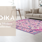 Ultra Soft Area Rug, Non Slip, Stain Resistant, Washable Area Rugs for Living Room, Bedroom, Lively Multicolor Organic Shapes(Pink)