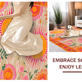 Ultra Soft Area Rug, Non Slip, Stain Resistant, Washable Area Rugs for Living Room, Bedroom, Lively Color-Drenched Artistic Flair(Orange)