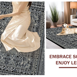 Ultra Soft Area Rug, Non Slip, Stain Resistant, Washable Area Rugs for Living Room, Bedroom, Rustic Ogee Design with Warm Tones(Black)