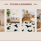 Ultra Soft Area Rug, Non Slip, Stain Resistant, Washable Area Rugs for Living Room, Bedroom, Witchy Bat Shape Bedroom Spooky Decor Mat(Black)