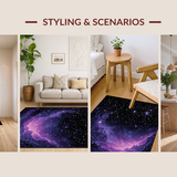 Ultra Soft Area Rug, Non Slip, Stain Resistant, Washable Area Rugs for Living Room, Bedroom, Playful Astronaut Adventure Theme(Purple)