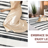 Ultra Soft Area Rug, Non Slip, Stain Resistant, Washable Area Rugs for Living Room, Bedroom, Striking Layered Stripe Area Rug for Entryways(Black)