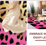 Ultra Soft Area Rug, Non Slip, Stain Resistant, Washable Area Rugs for Living Room, Bedroom, Soft Pink Leopard Print Bedroom Decor(Gold)