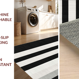 Ultra Soft Area Rug, Non Slip, Stain Resistant, Washable Area Rugs for Living Room, Bedroom, Designer Dual-Tone Horizontal Lined Rug with Geometric Precision(Black)