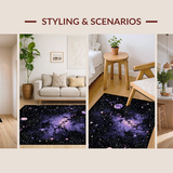 Ultra Soft Area Rug, Non Slip, Stain Resistant, Washable Area Rugs for Living Room, Bedroom, Colorful Night Sky Aesthetic(Purple)