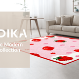 Ultra Soft Area Rug, Non Slip, Stain Resistant, Washable Area Rugs for Living Room, Bedroom, Whimsical Fruit-Themed Bath Decor(Red)