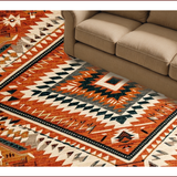 Ultra Soft Area Rug, Non Slip, Stain Resistant, Washable Area Rugs for Living Room, Bedroom, Vibrant Southwestern Rustic Aesthetic(Red)